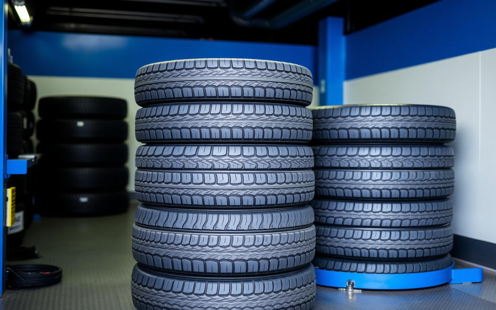 Premium new tyres in the W. Jones & Sons fitting bay